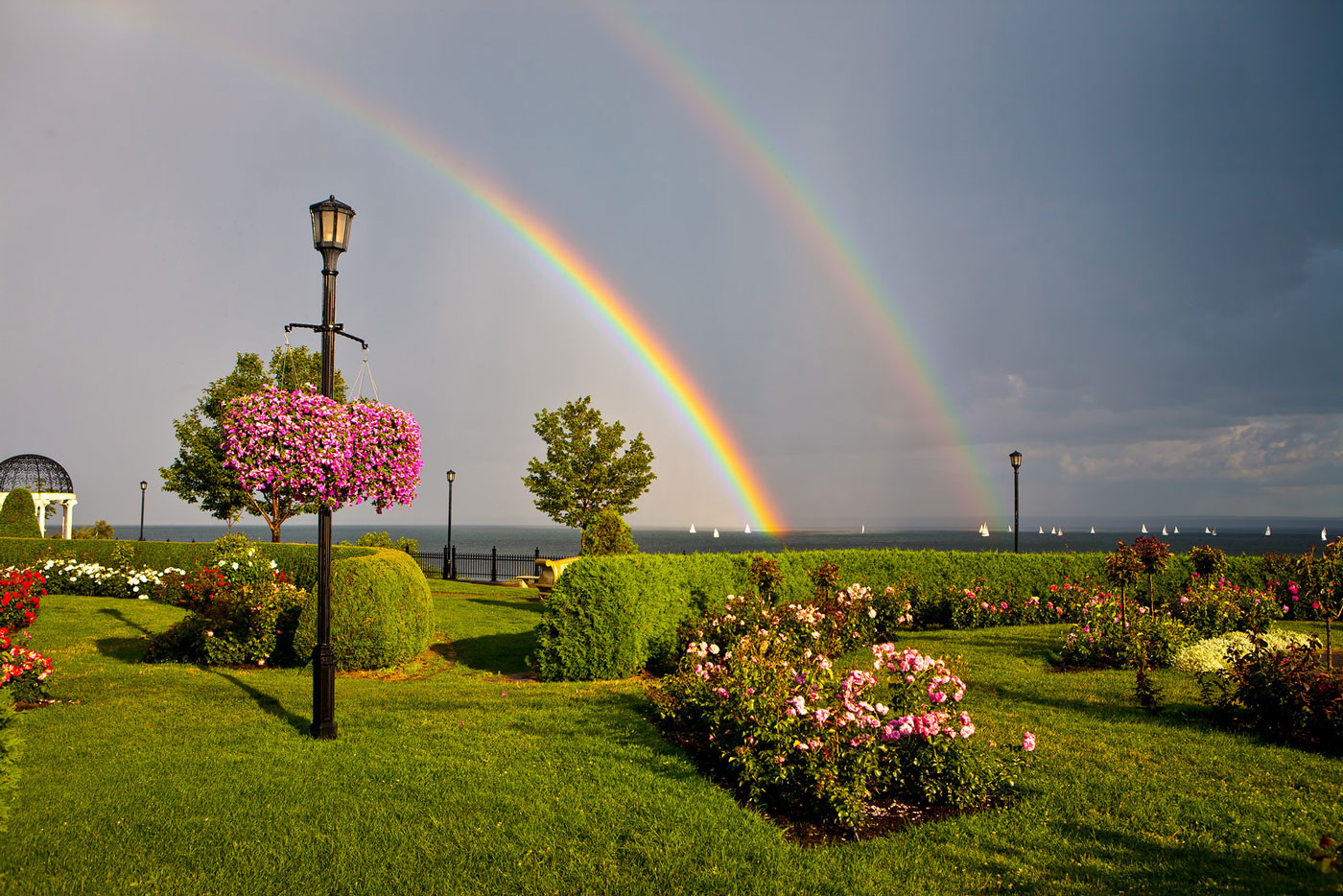 Duluth Rose Garden with double rainbow